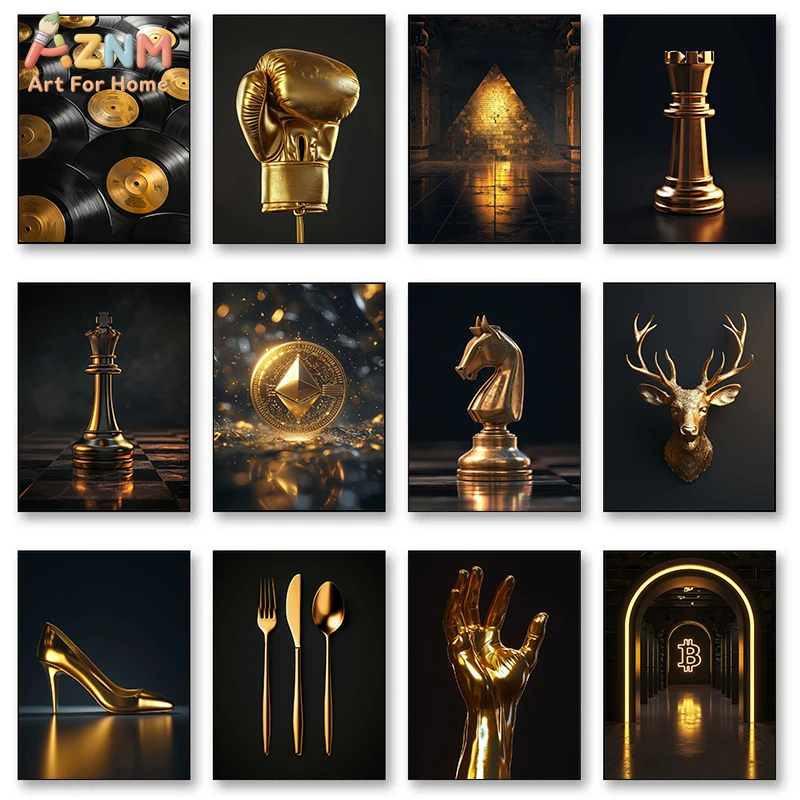 Luxury Lifestyle - AZNM Luxury Gold Themed Frameless Canvas